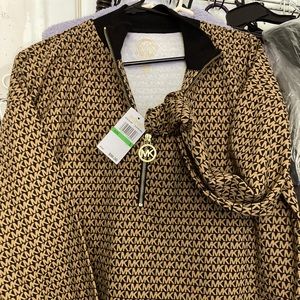 Michael Kors Logo 1/4 zipper front top NWT